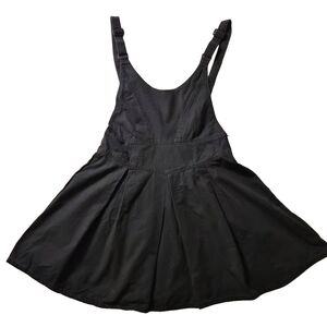 DETAILS Black Denim Pinafore Jumper Dress Pleated Mini Size Medium 90s Style